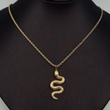 14k Gold-Plated Stainless Steel Snake Pendant Necklace