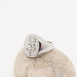 Glossed Surface Stainless Steel Sunflower Ring (Silver)