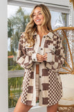 Mixed Checker Corduroy Shacket (Mocha)